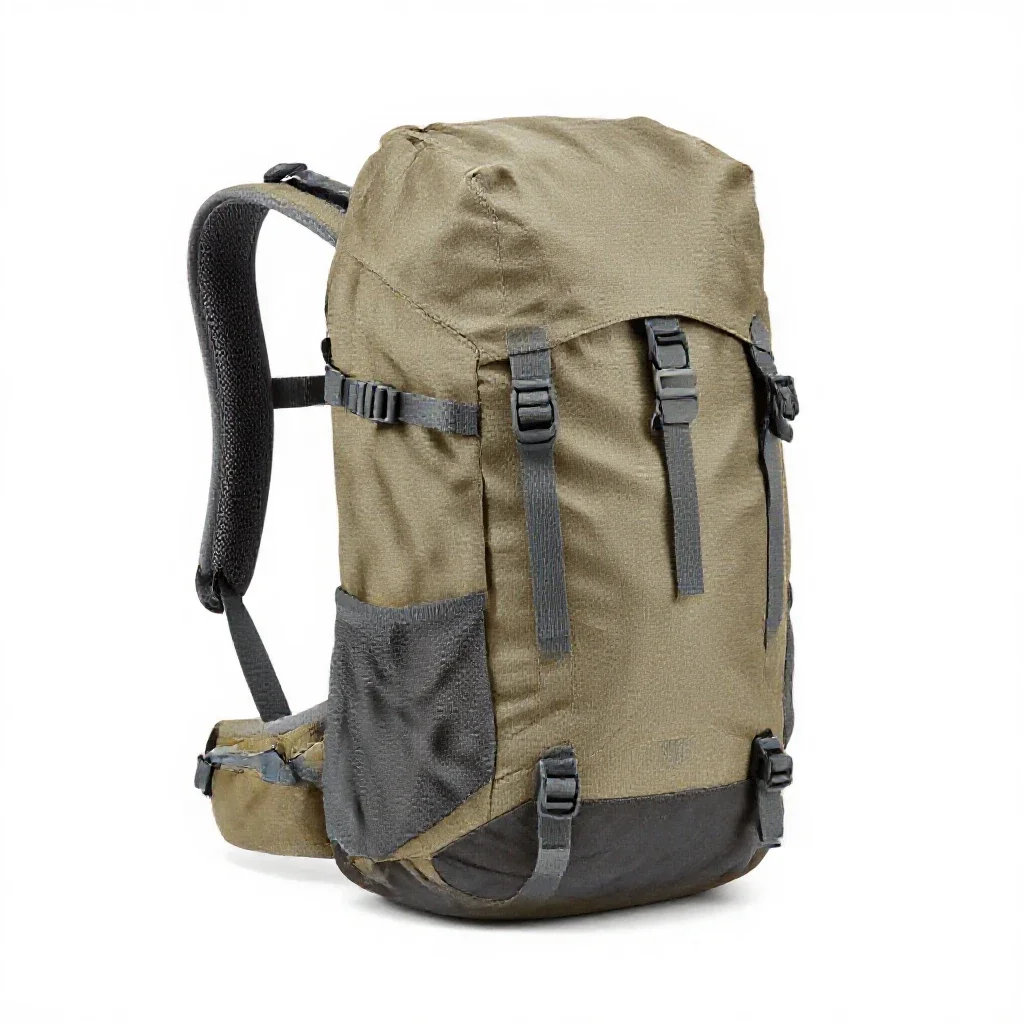 Camping backpack isolated on a white background