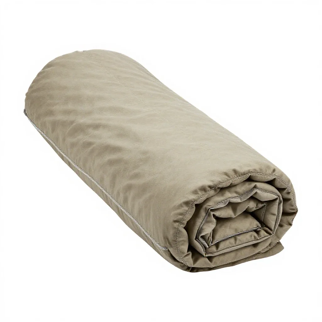 Sleeping bag rolled up isolated on a white background