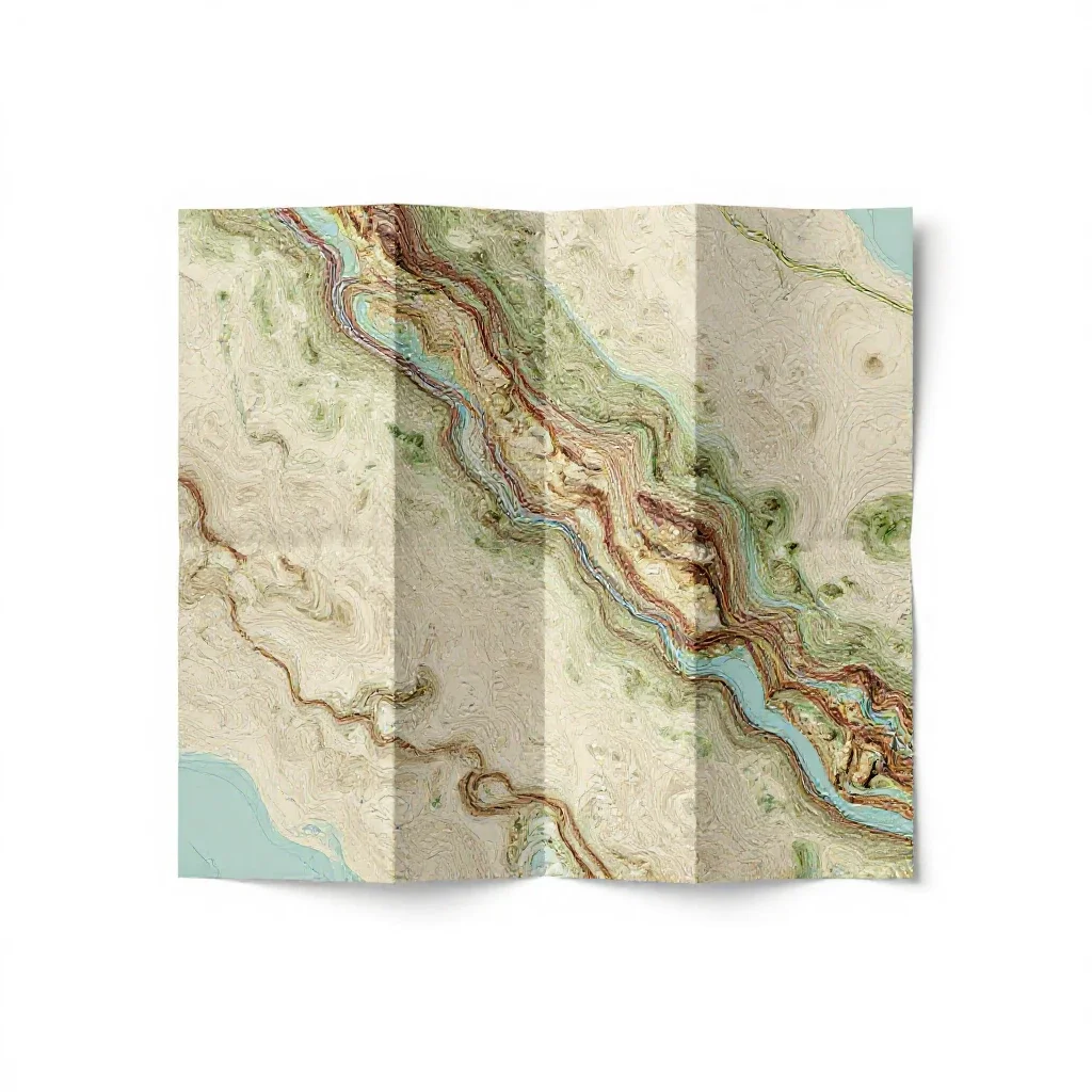 Topographic map folded isolated on a white background