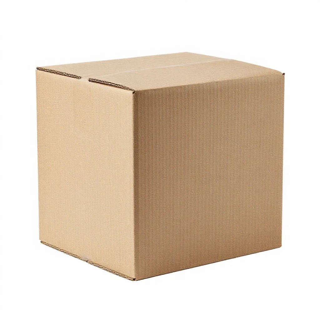 Corrugated shipping carton isolated on a white background
