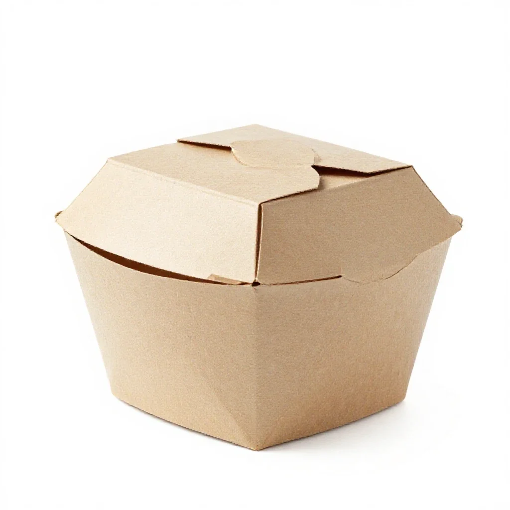 Folded takeaway noodle box isolated on a white background