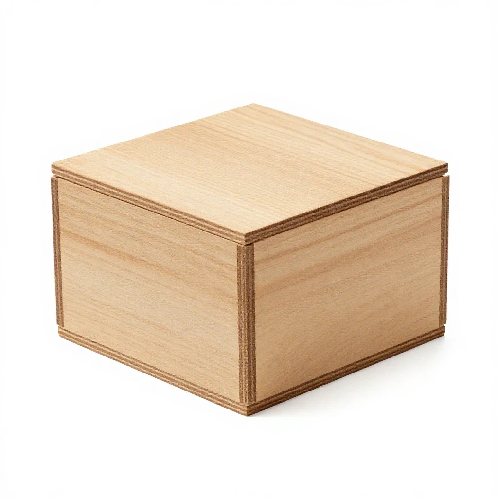 Hinged wooden gift box isolated on a white background