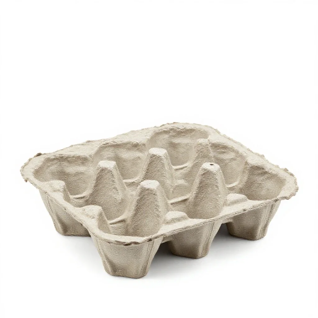 Moulded pulp egg carton isolated on a white background