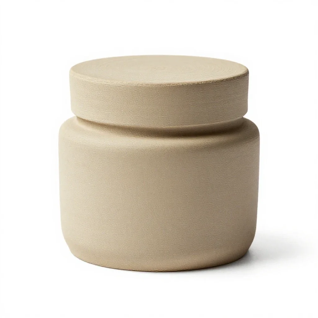 Ribbed cosmetics jar isolated on a white background