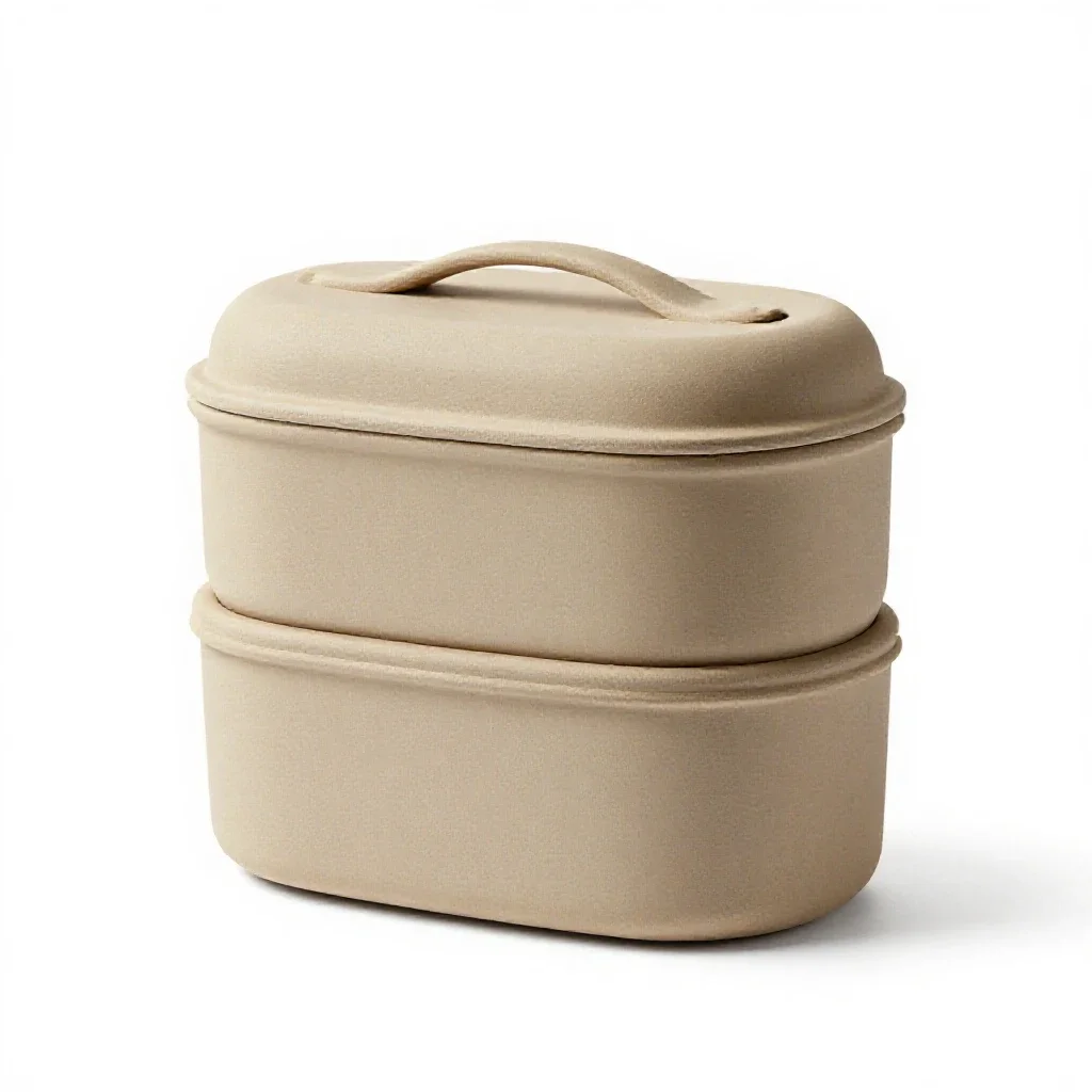 Stacked bento tiffin carrier isolated on a white background