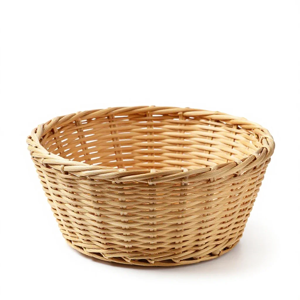 Woven market basket isolated on a white background