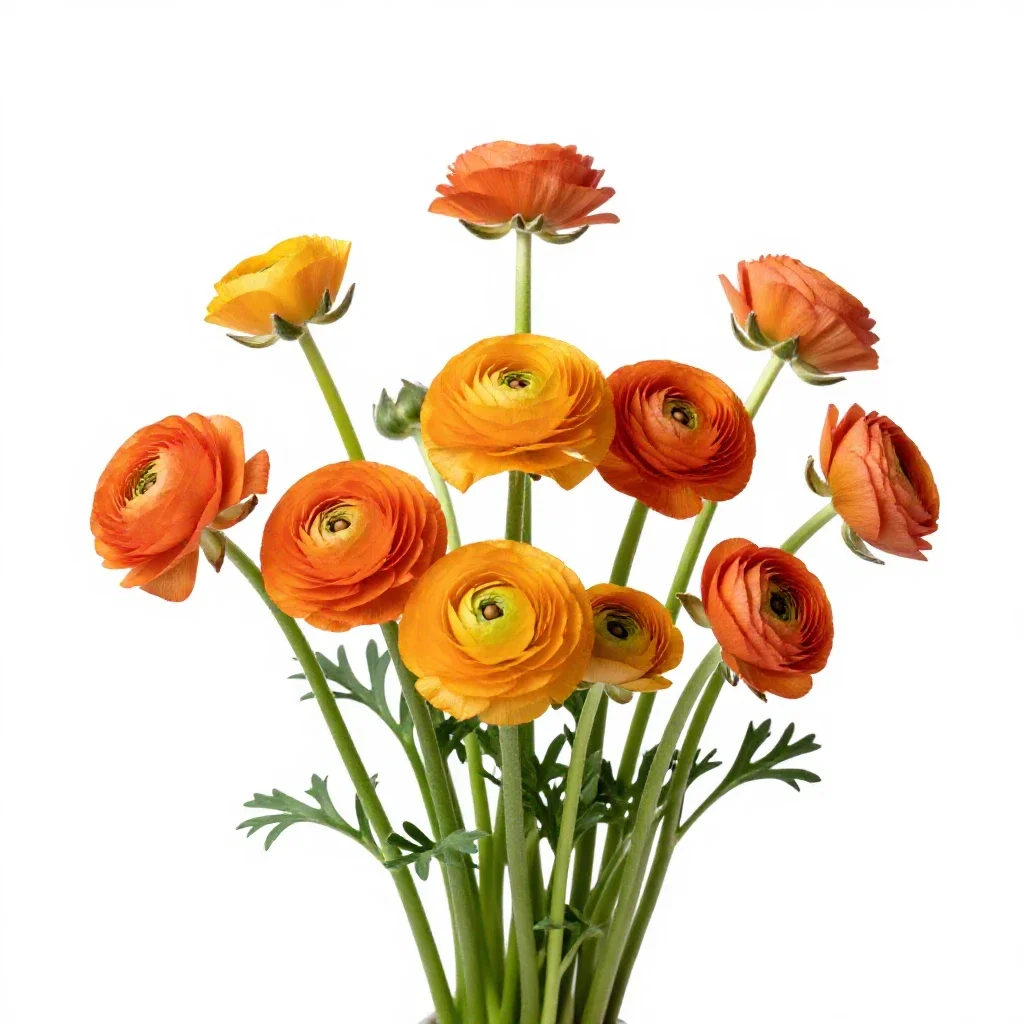 Bunch of ranunculus isolated on a white background