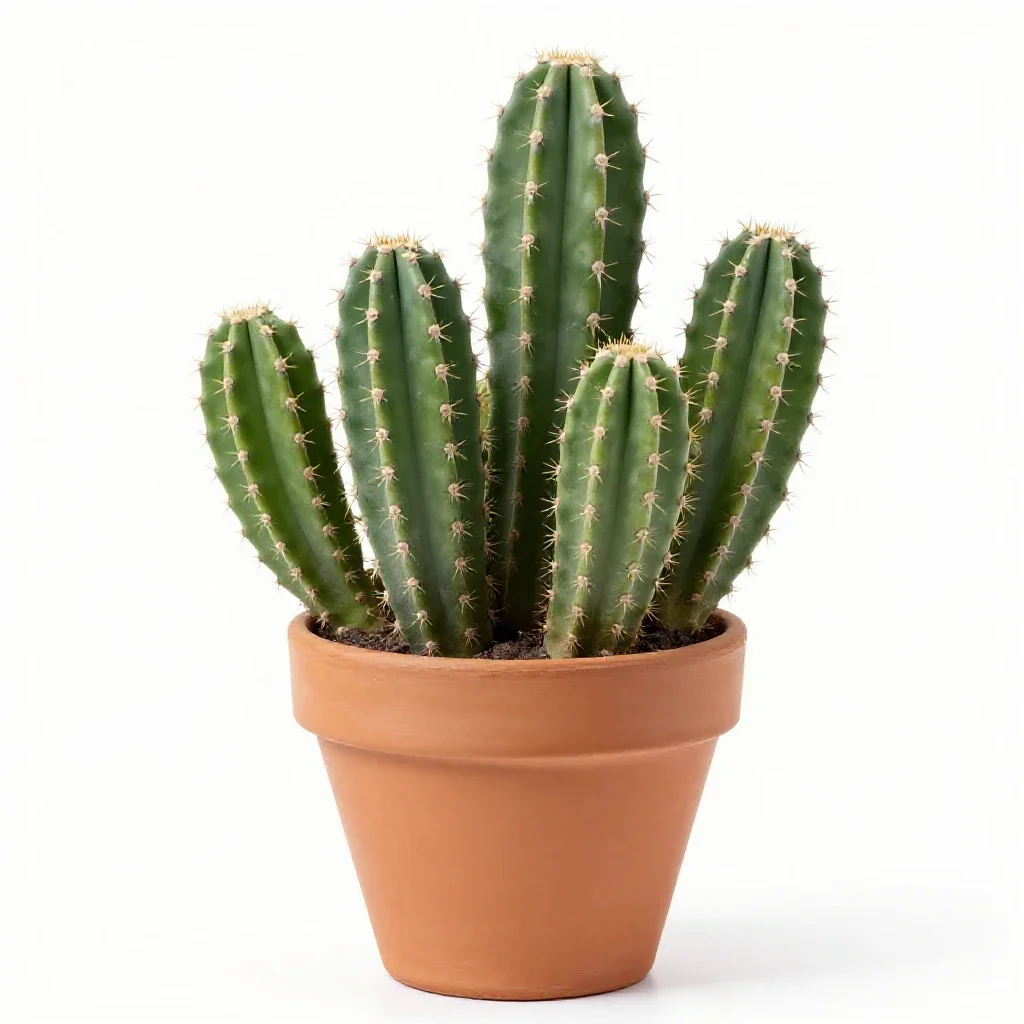 Cactus cluster in terracotta isolated on a white background