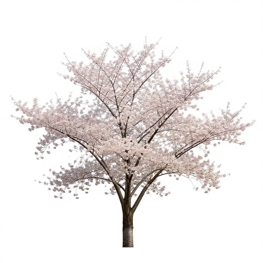 Cherry blossom branch isolated on a white background