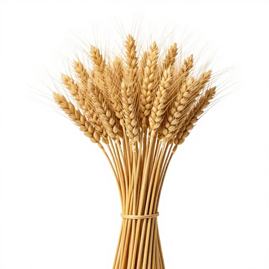 Dried wheat bundle isolated on a white background