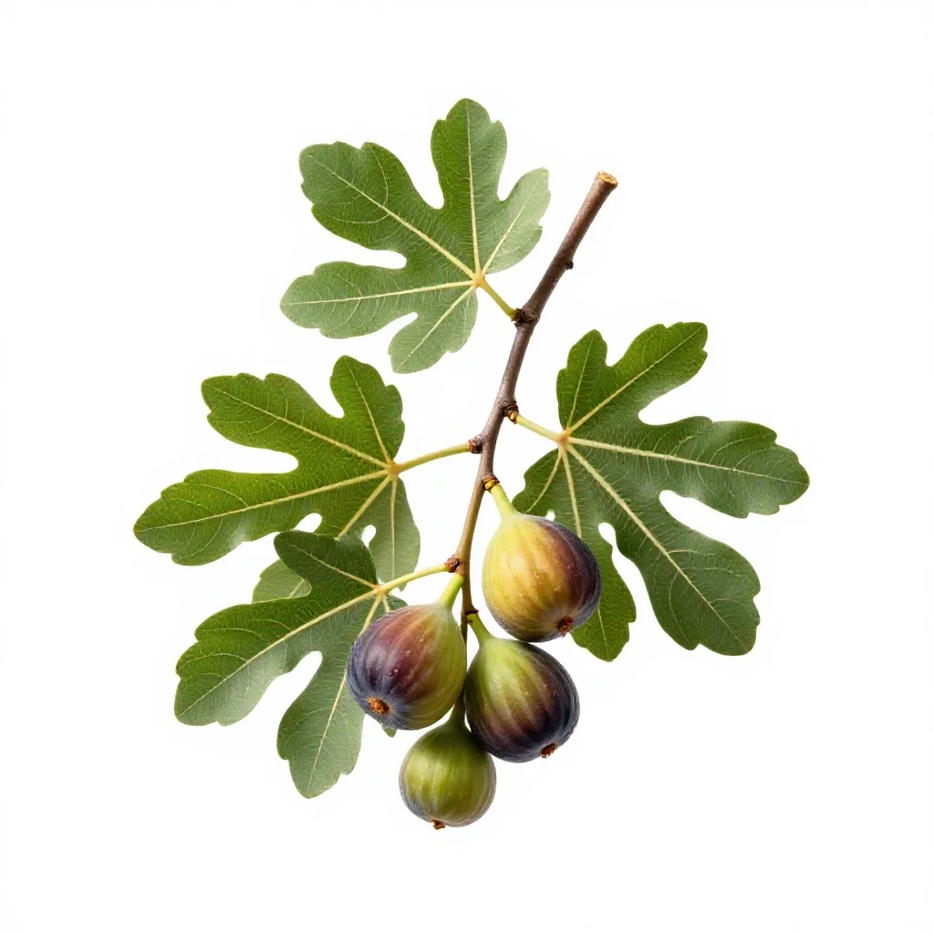 Fig branch with fruit isolated on a white background