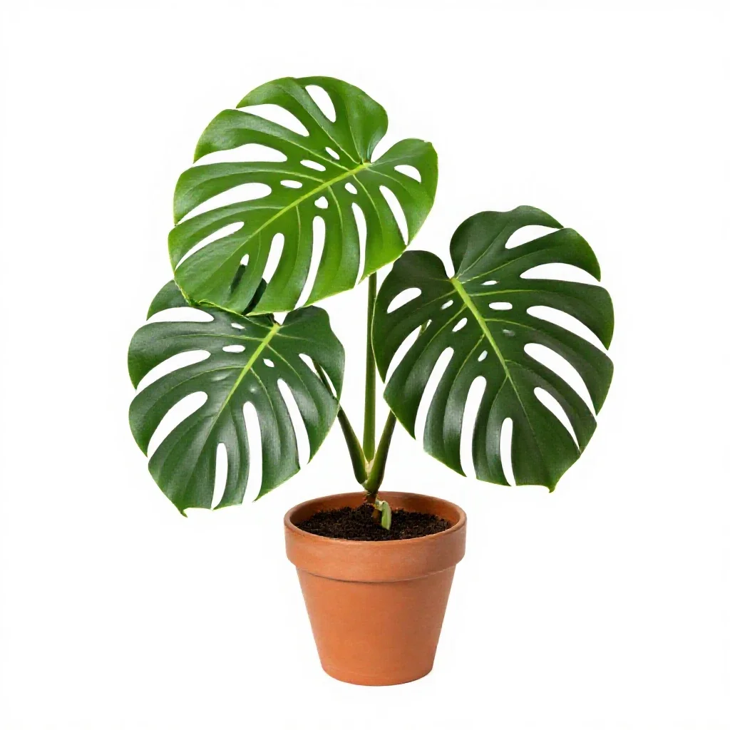 Monstera deliciosa in a pot isolated on a white background