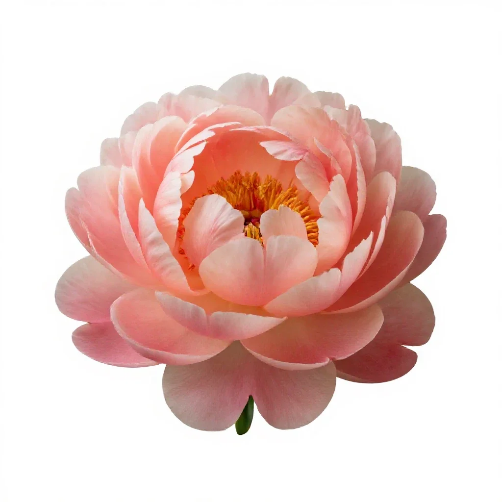 Peony in full bloom isolated on a white background