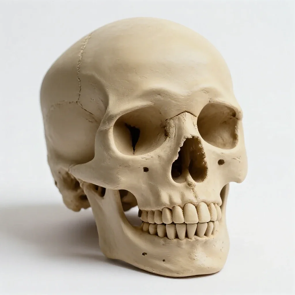 Human skull anatomical model isolated on a white background
