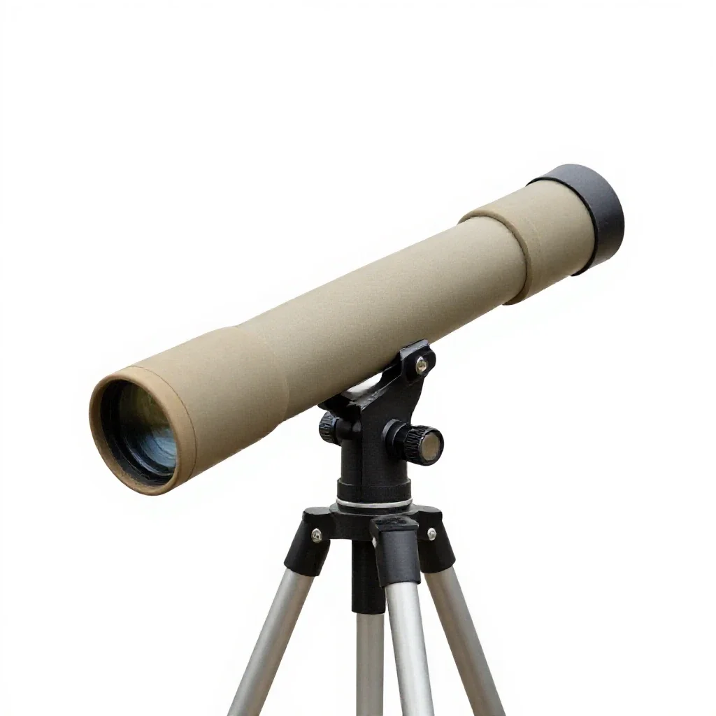 Refracting telescope isolated on a white background