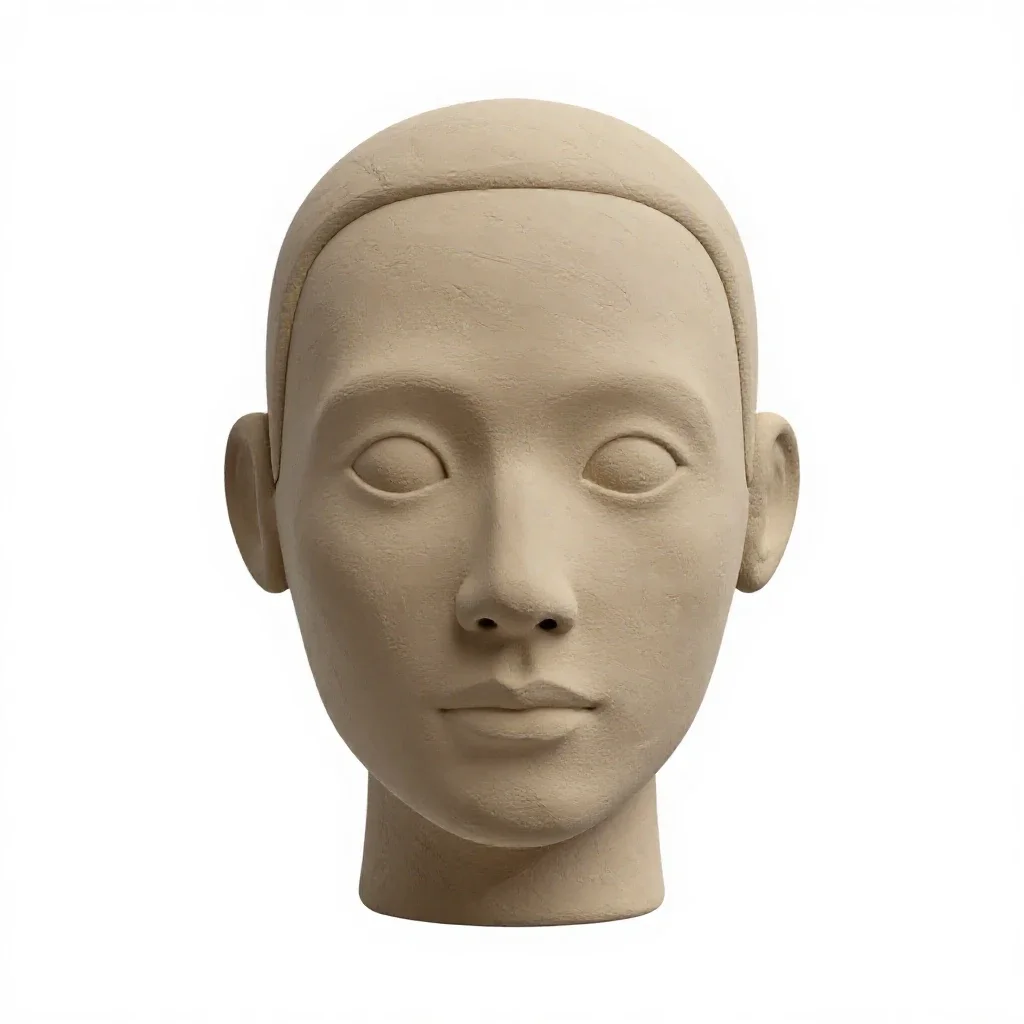 Humanoid robot head isolated on a white background