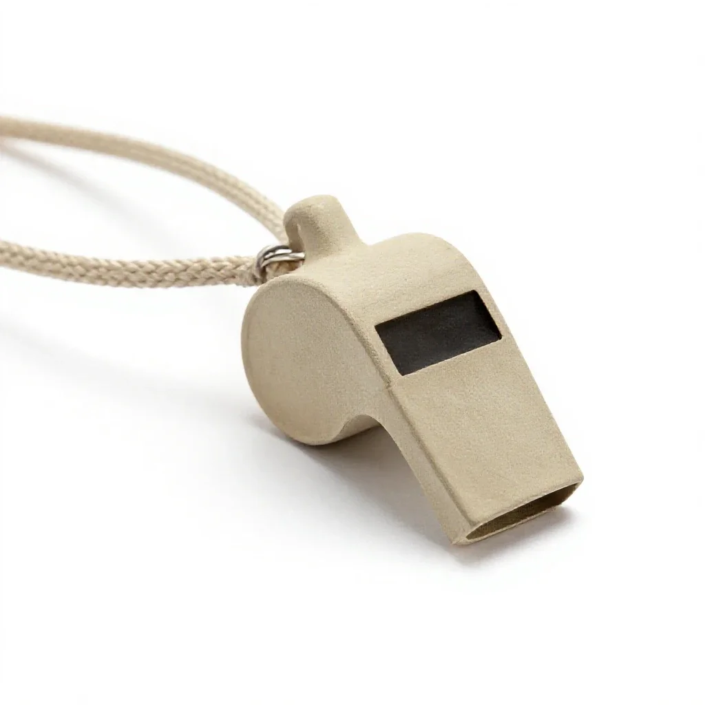 Whistle on a lanyard isolated on a white background