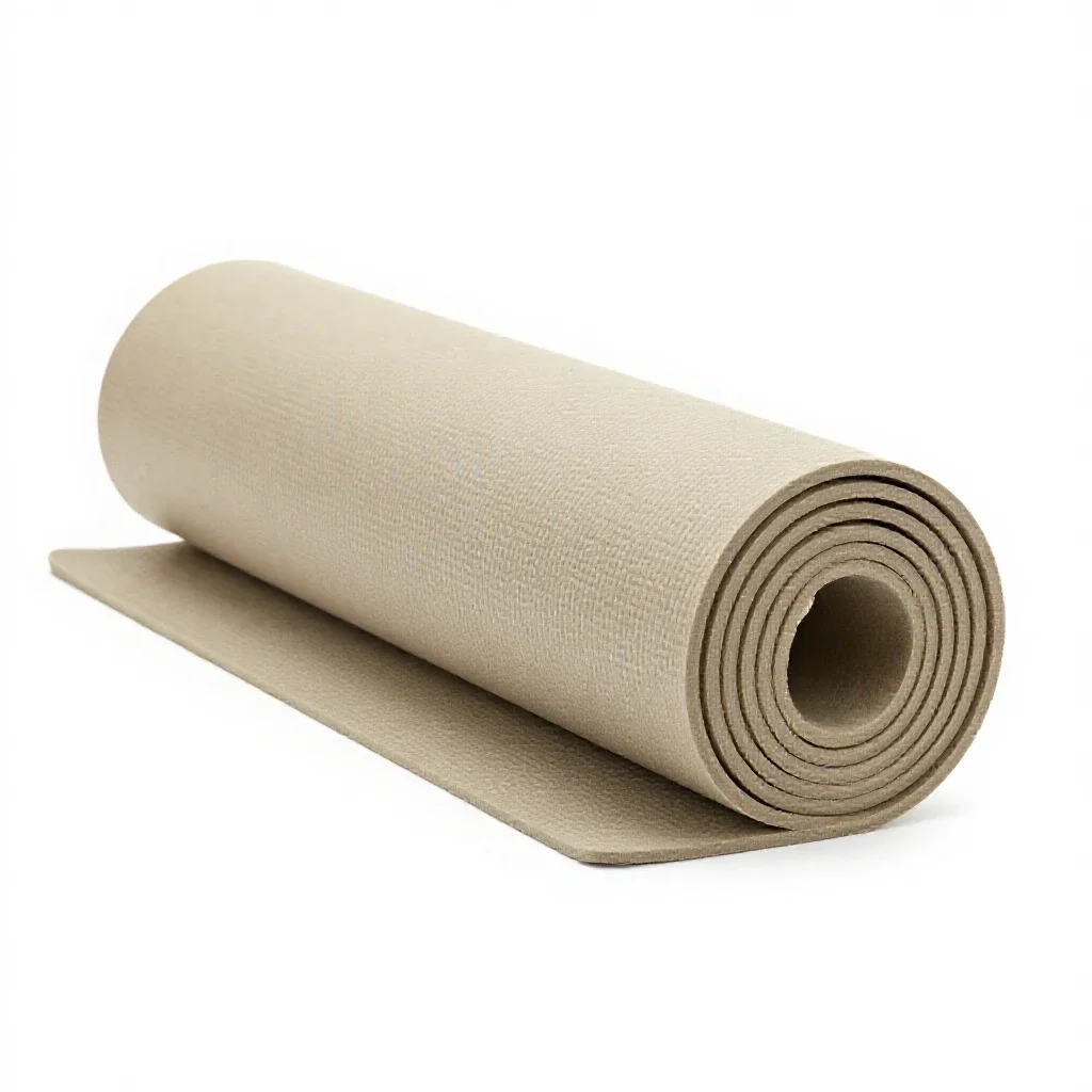 Yoga mat rolled up isolated on a white background
