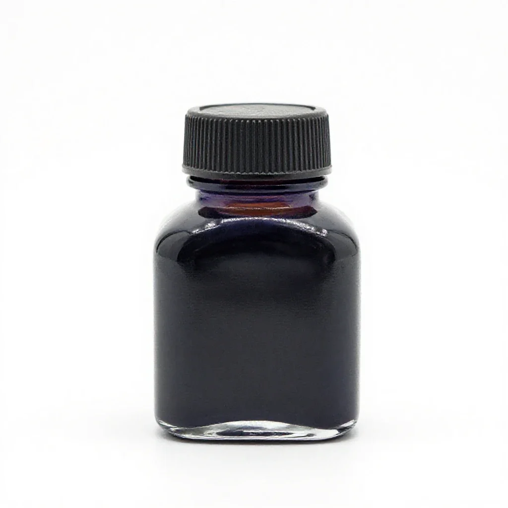 Bottle of india ink isolated on a white background