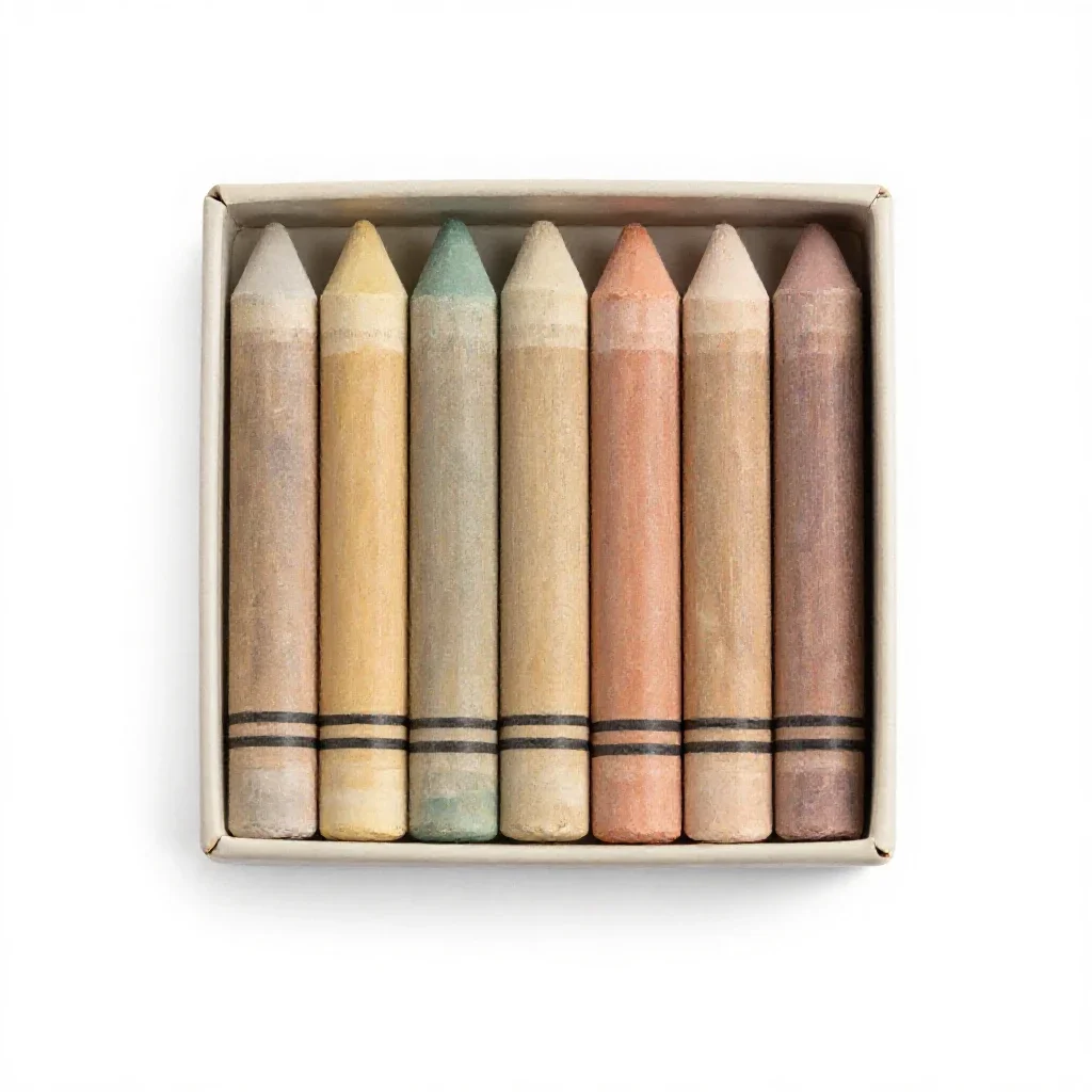 Box of pastels isolated on a white background