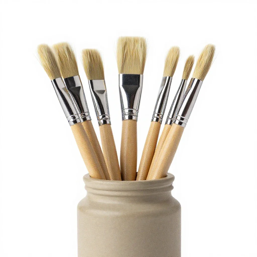 Jar of brushes isolated on a white background