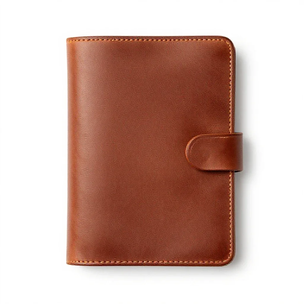 Leather-bound journal isolated on a white background