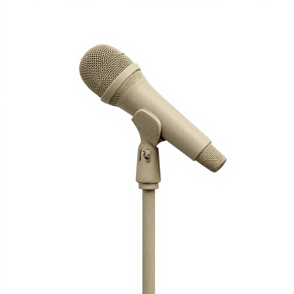 Boom microphone on a stand isolated on a white background