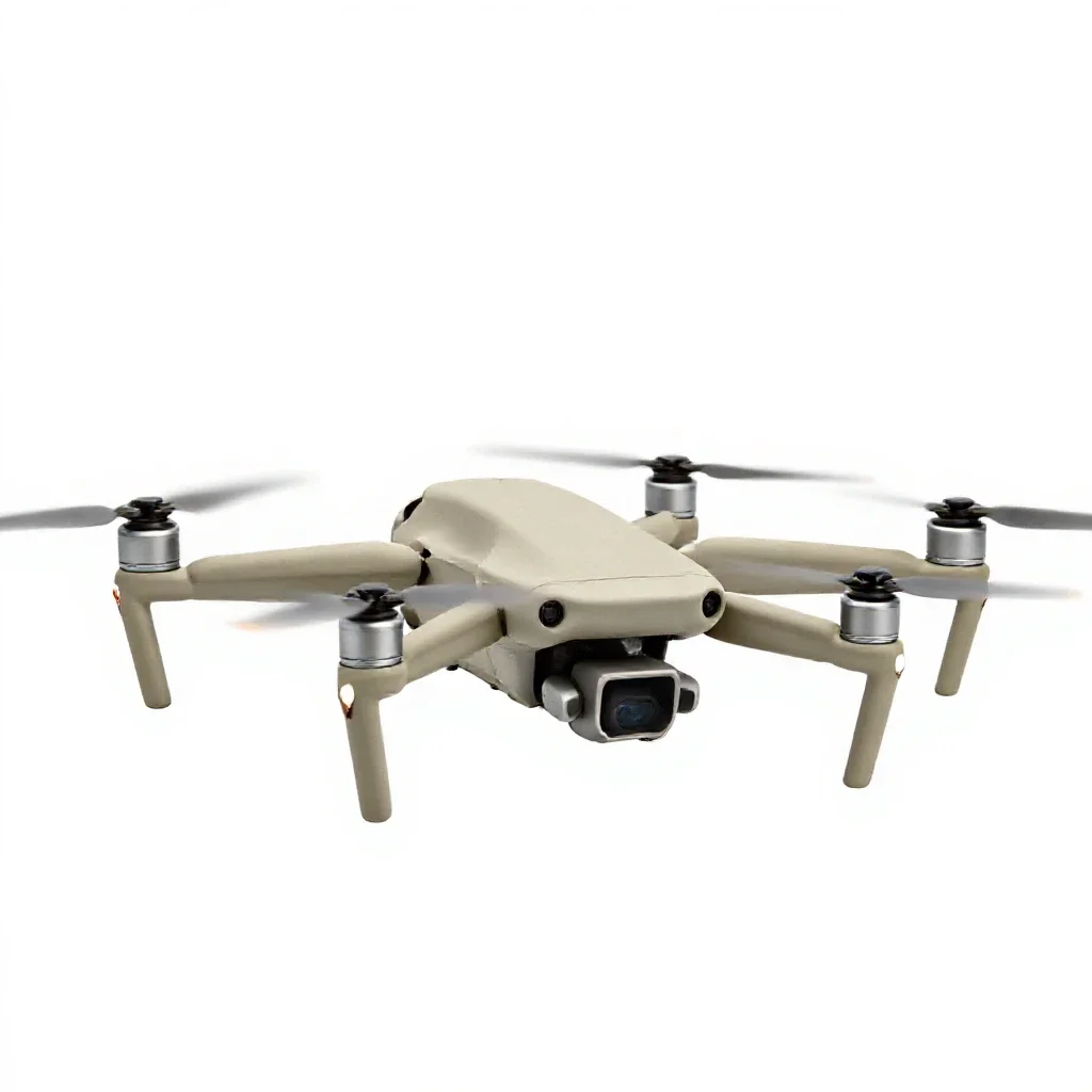 Drone with folded arms isolated on a white background