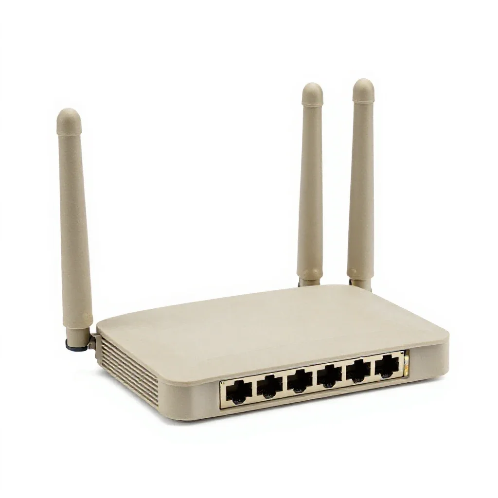 Network router with antennas isolated on a white background