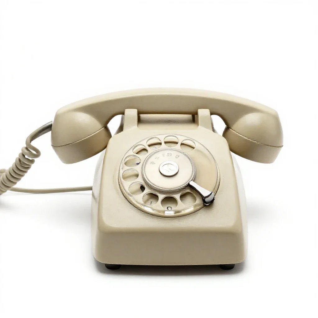 Rotary dial telephone isolated on a white background