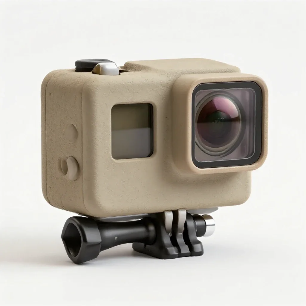 Action camera in a housing isolated on a white background