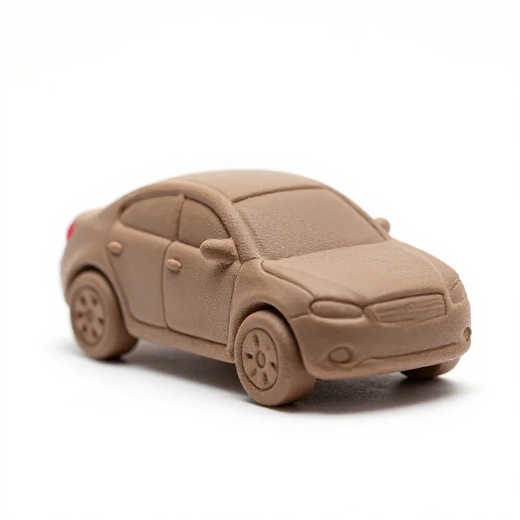 Die-cast toy car isolated on a white background