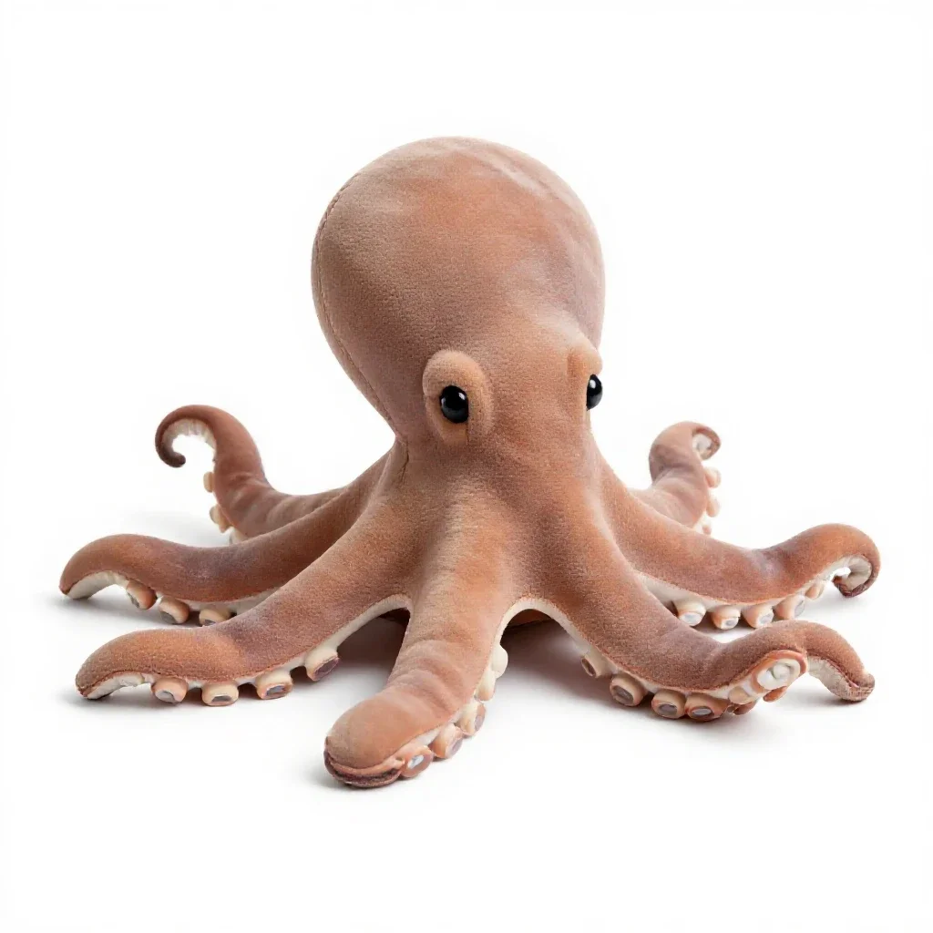 Plush octopus isolated on a white background