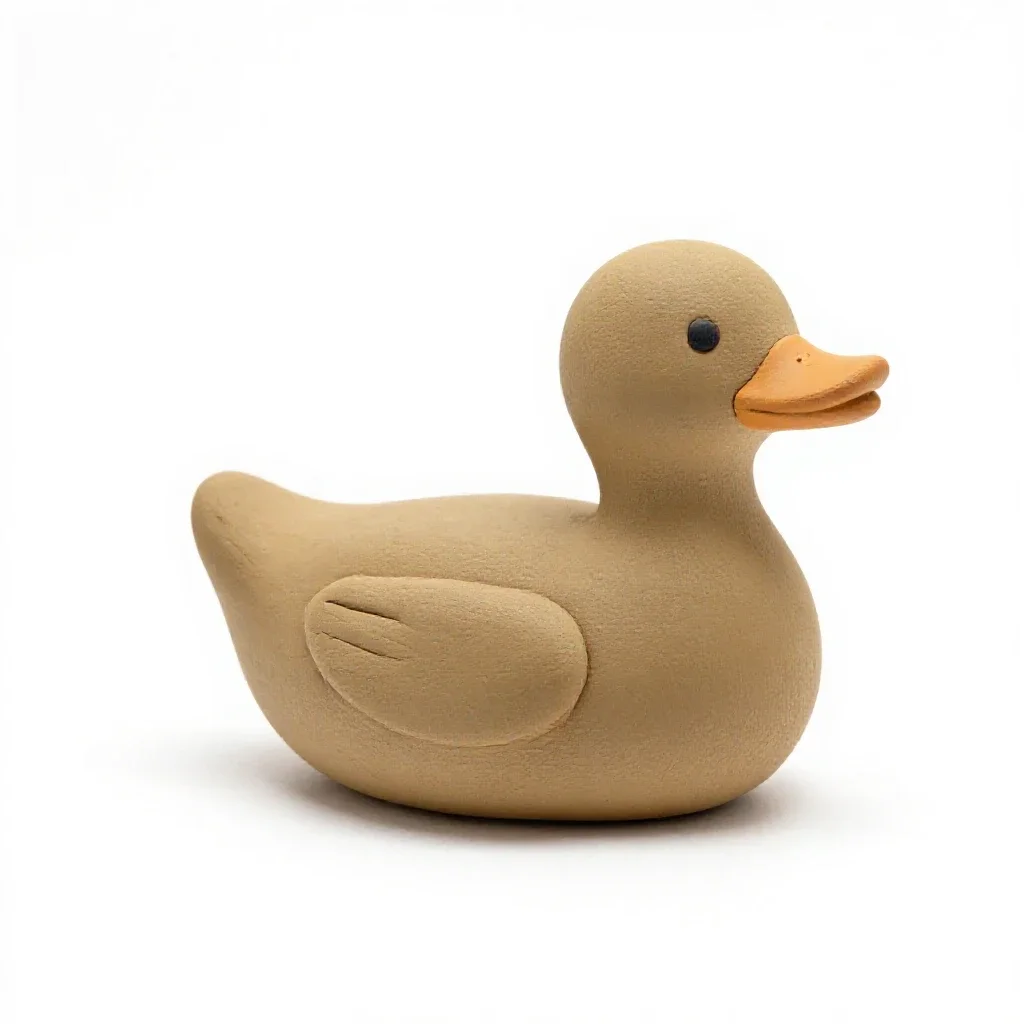 Pull-along duck toy isolated on a white background
