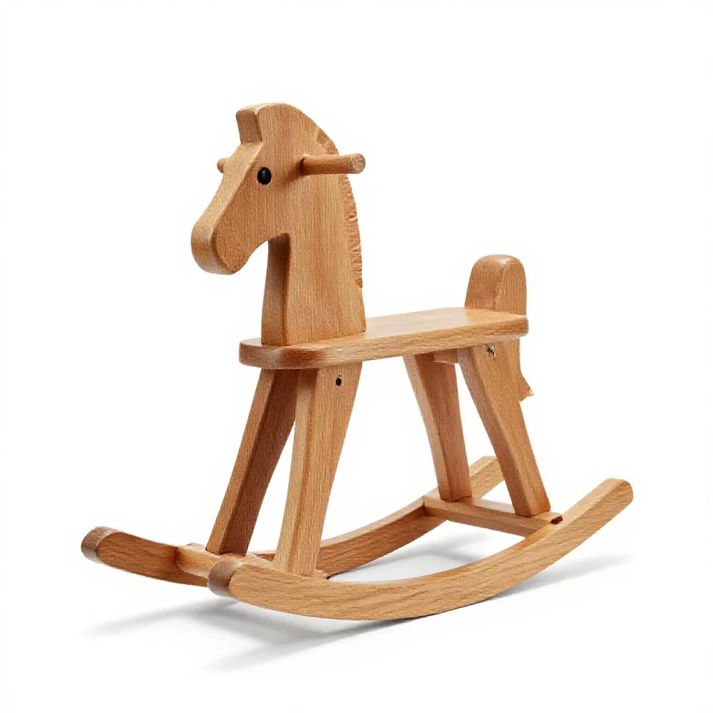 Wooden rocking horse isolated on a white background