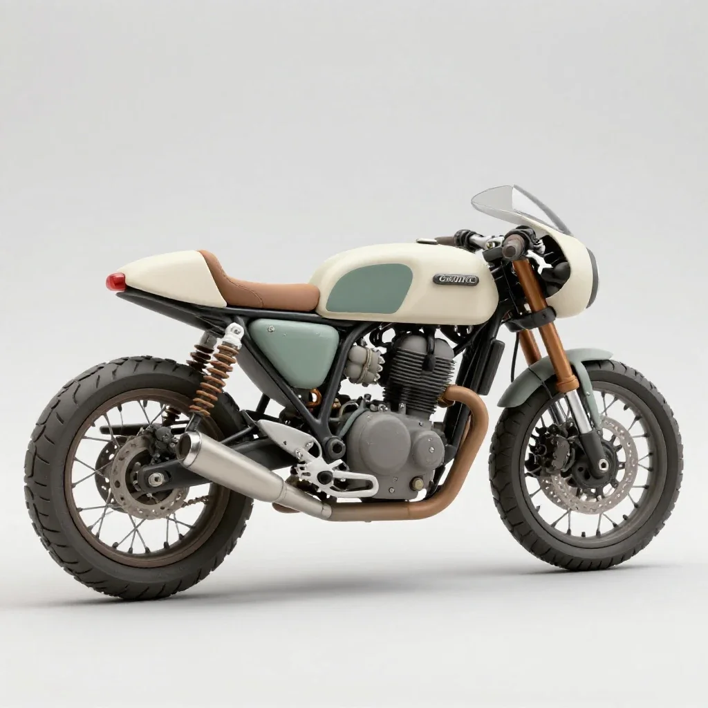 Cafe racer motorcycle isolated on a white background