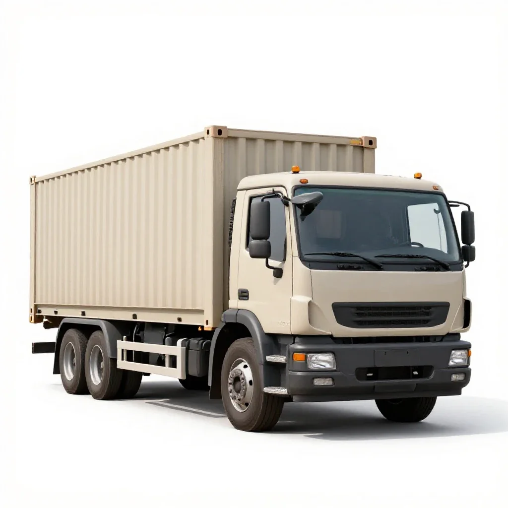 Cargo container truck isolated on a white background