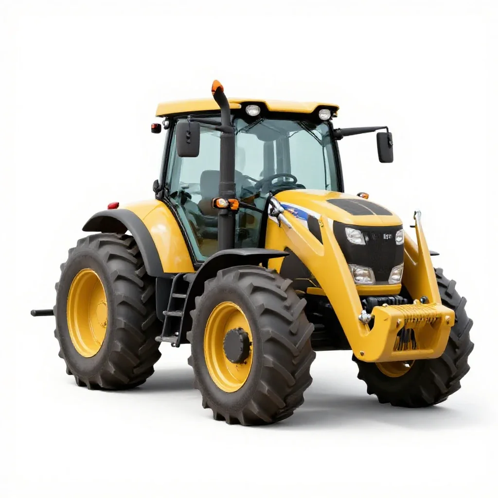 Tractor with a loader isolated on a white background
