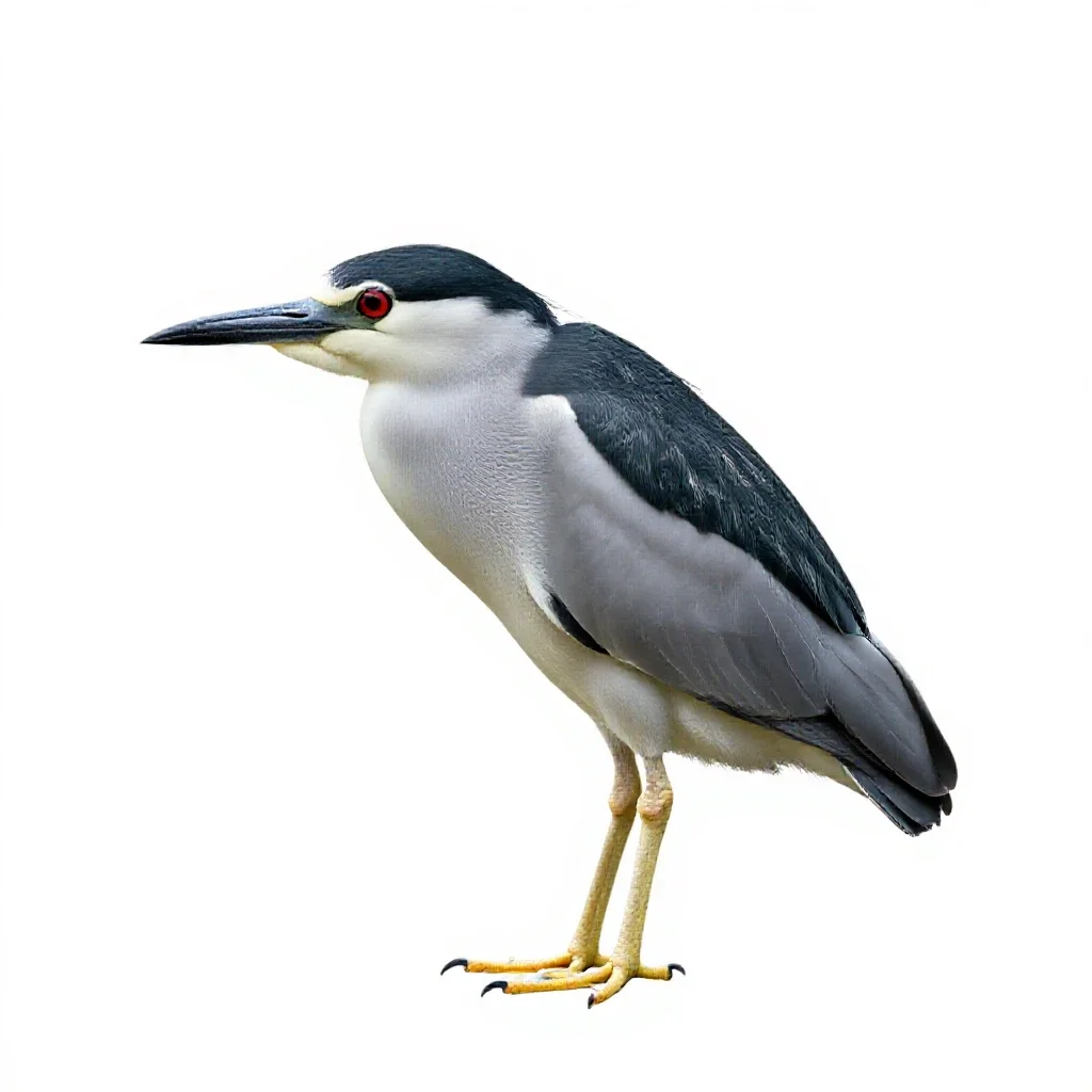 Black-crowned night heron isolated on a white background