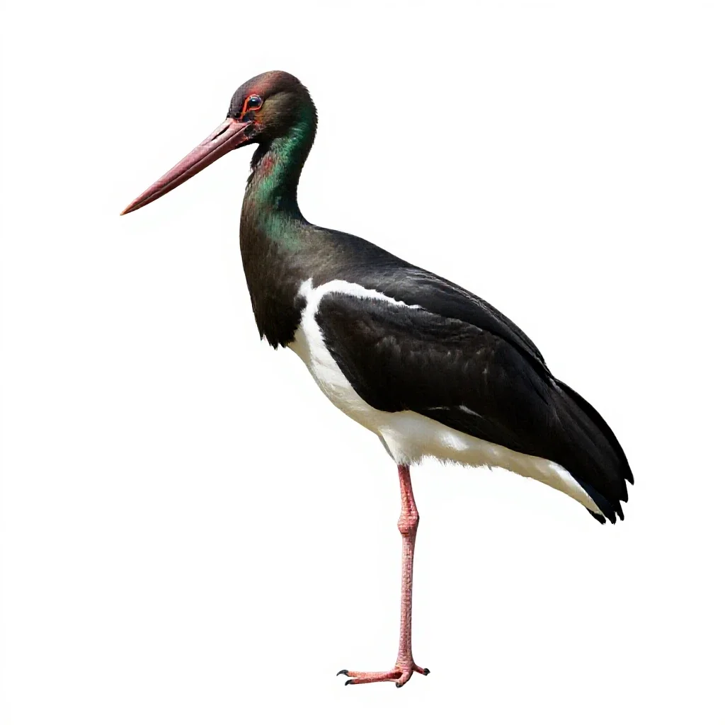 Black stork isolated on a white background