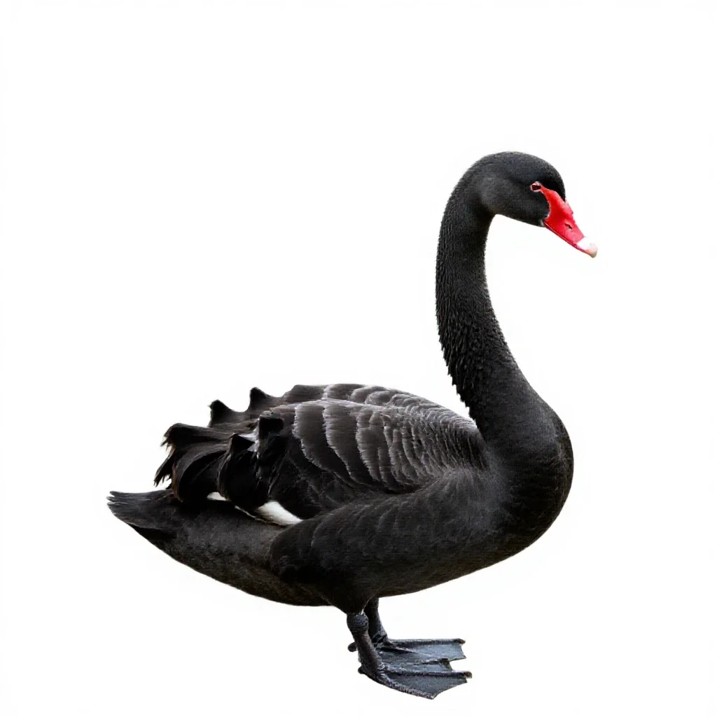 Black swan isolated on a white background