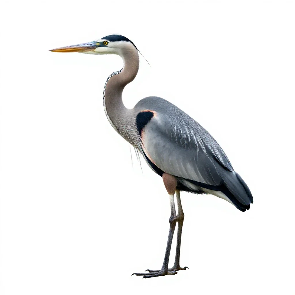 Great blue heron isolated on a white background