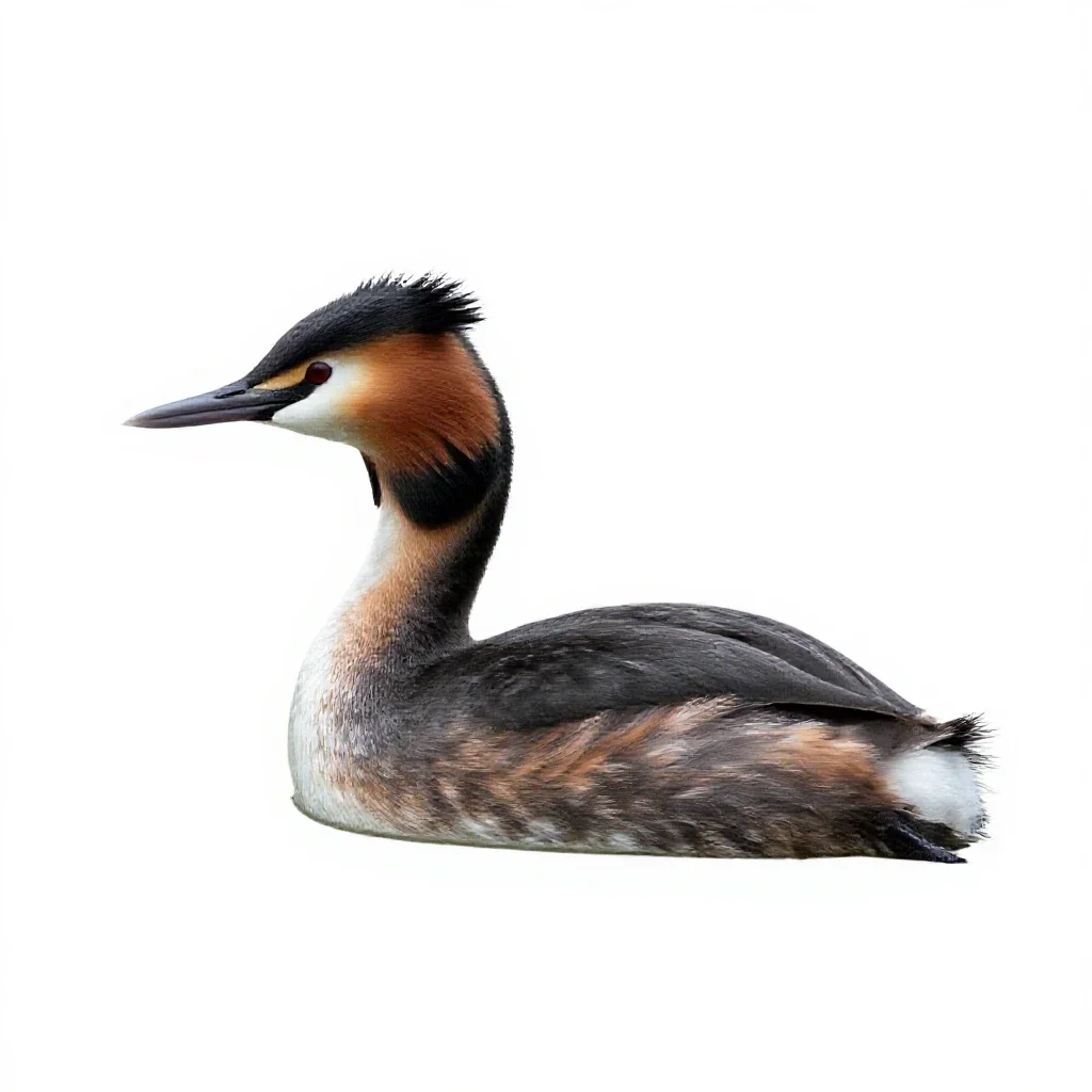 Great crested grebe isolated on a white background