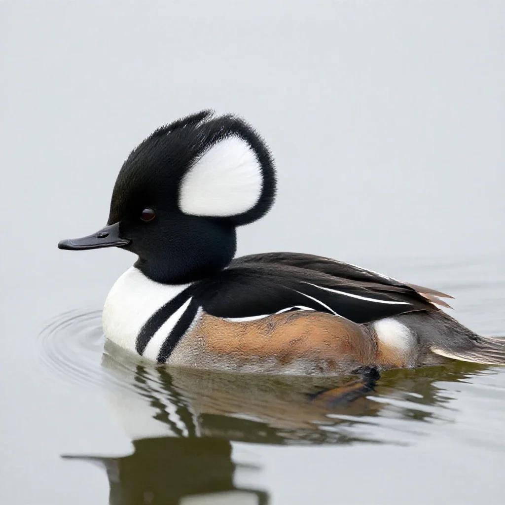 Hooded merganser isolated on a white background