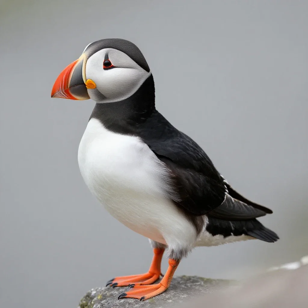Horned puffin isolated on a white background