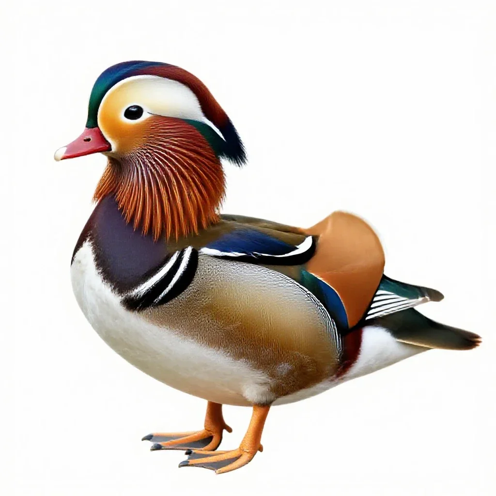 Mandarin duck isolated on a white background