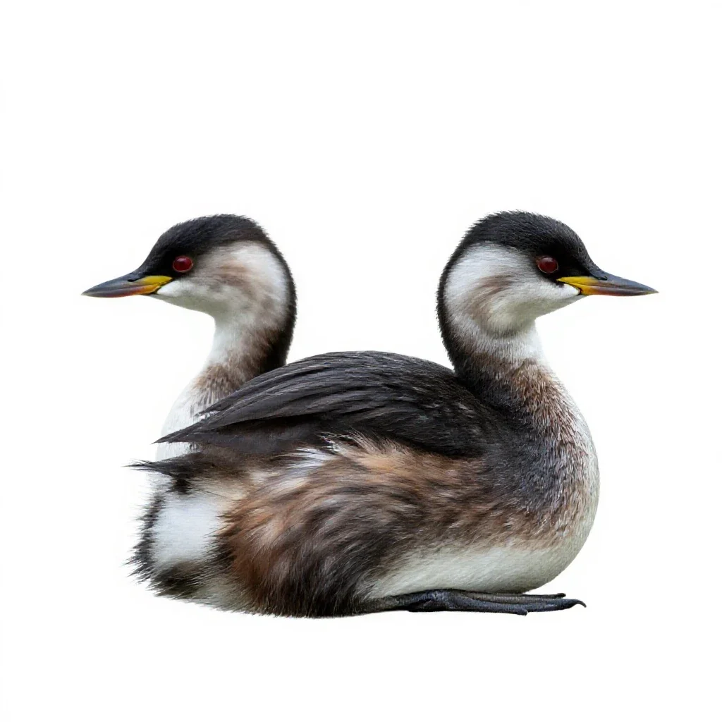 Pied-billed grebe isolated on a white background