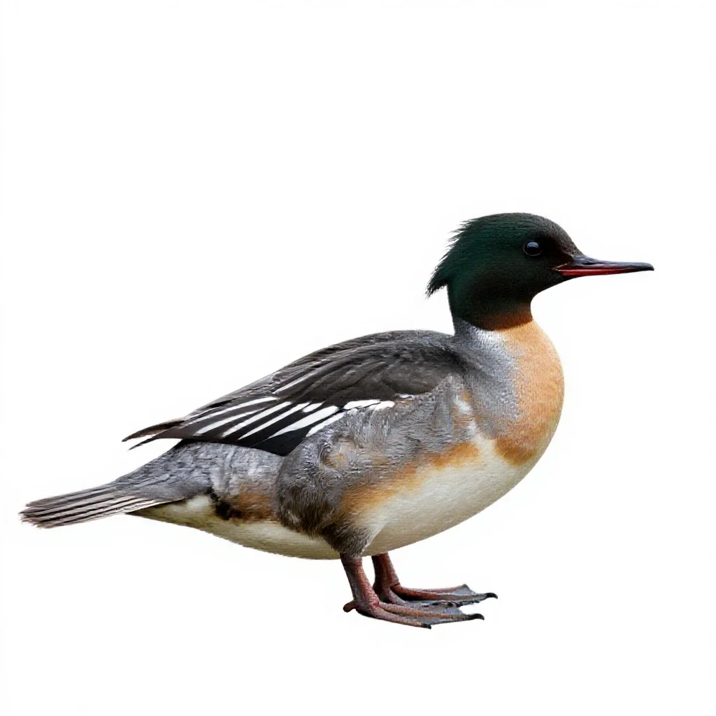 Red-breasted merganser isolated on a white background