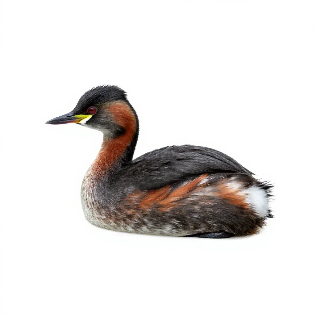 Red-necked grebe isolated on a white background