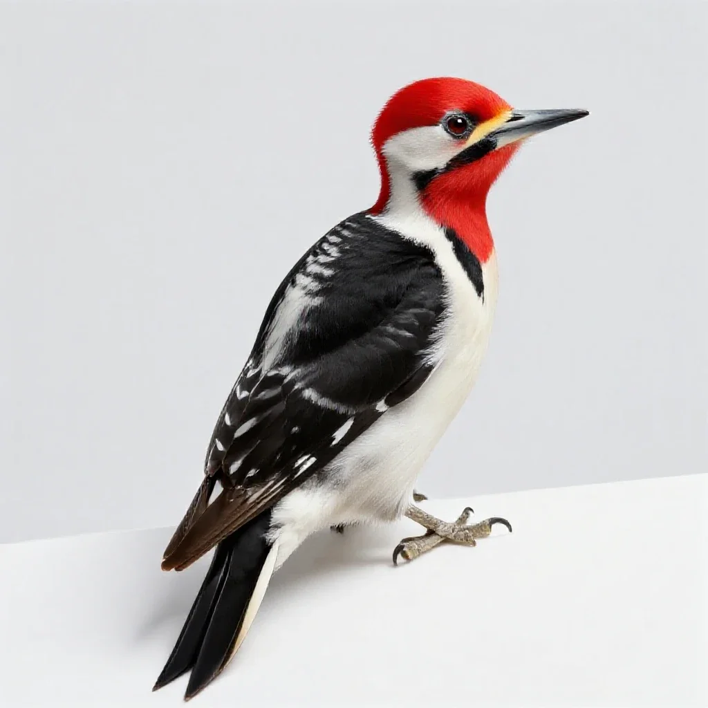 Redheaded woodpecker isolated on a white background